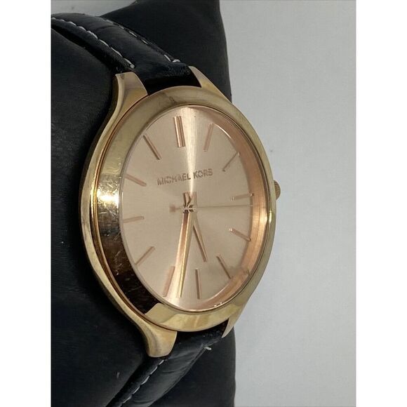 Michael Kors Runway MK2322 Women's Black Leather Analog Dial Quartz Watch JK438 - Picture 5 of 12